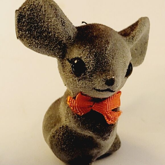 Vintage Josef Originals Flocked Mouse Figurines Miniature Fuzzy Hong Kong - Picture 3 of 6